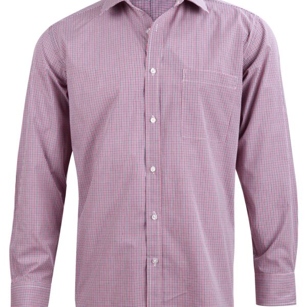 WINNING SPIRIT Men’s Two Tone Mini Gingham Long Sleeve Shirt Thumbnail